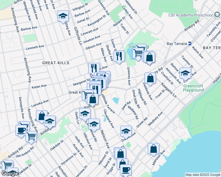 map of restaurants, bars, coffee shops, grocery stores, and more near 19 Adrienne Place in Staten Island