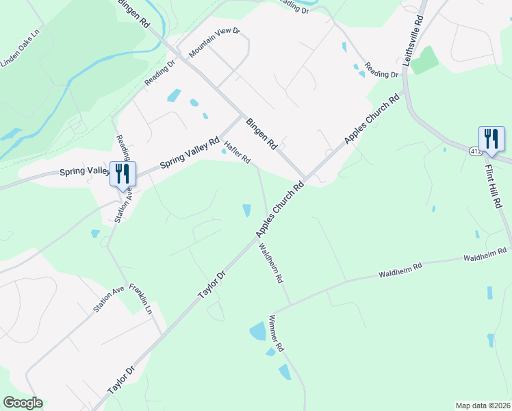 map of restaurants, bars, coffee shops, grocery stores, and more near 1578 Hafler Road in Bethlehem