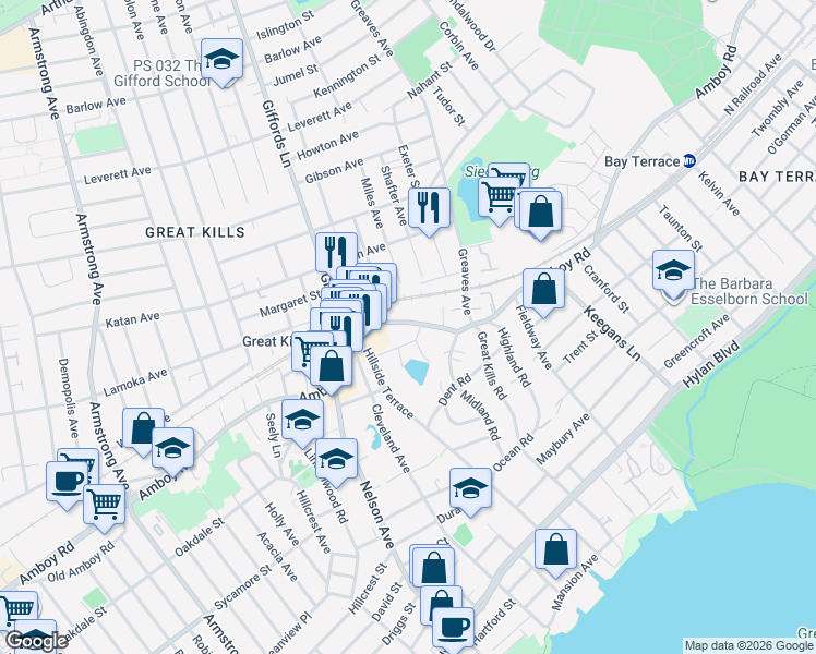 map of restaurants, bars, coffee shops, grocery stores, and more near 19 Adrienne Place in Staten Island