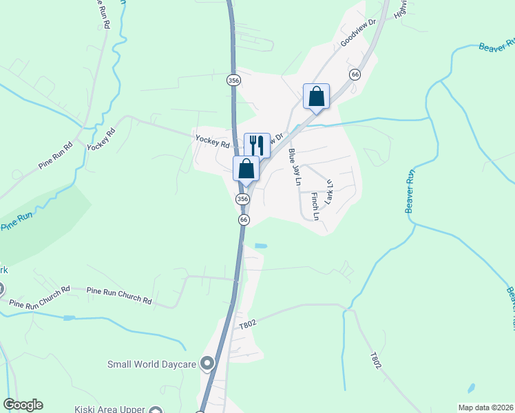 map of restaurants, bars, coffee shops, grocery stores, and more near 4499 Pennsylvania 66 in Apollo