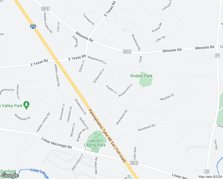 map of restaurants, bars, coffee shops, grocery stores, and more near 2020 Poplar Lane in Allentown