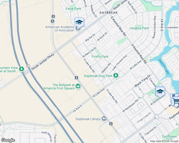 map of restaurants, bars, coffee shops, grocery stores, and more near 10997 South Freestone Road in South Jordan