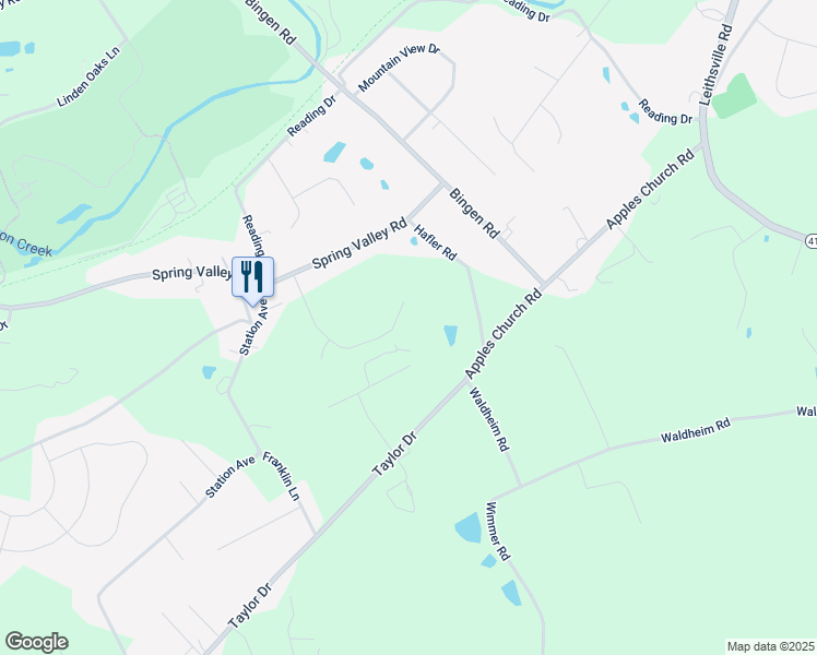 map of restaurants, bars, coffee shops, grocery stores, and more near 2610 Saddleback Lane in Bethlehem