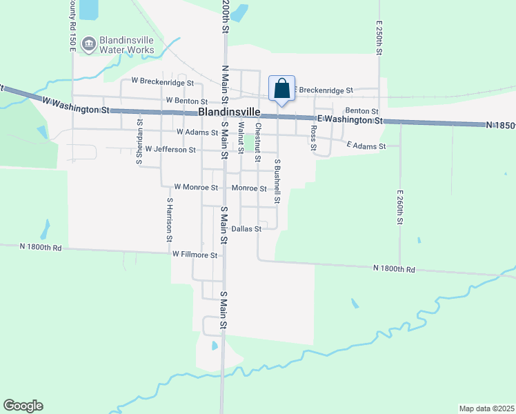 map of restaurants, bars, coffee shops, grocery stores, and more near 601 Chestnut Street in Blandinsville