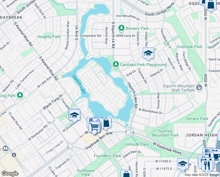 map of restaurants, bars, coffee shops, grocery stores, and more near 10991 Lake Island Drive in South Jordan