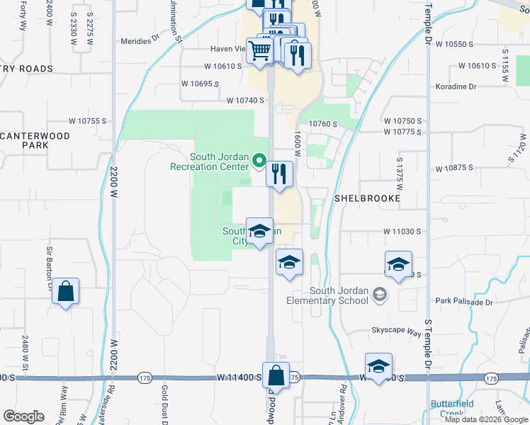 map of restaurants, bars, coffee shops, grocery stores, and more near 10996 Redwood Road in South Jordan