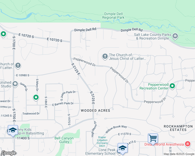 map of restaurants, bars, coffee shops, grocery stores, and more near 10971 Cindy Circle in Sandy