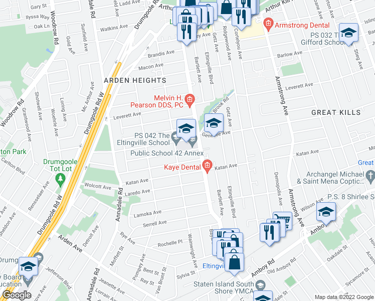 map of restaurants, bars, coffee shops, grocery stores, and more near 35 Augusta Avenue in Staten Island
