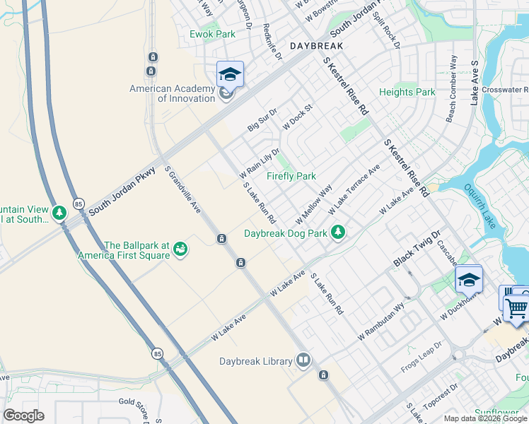 map of restaurants, bars, coffee shops, grocery stores, and more near 10894 South Gresham Drive in South Jordan