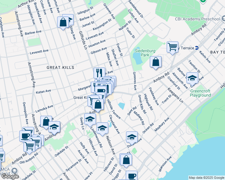 map of restaurants, bars, coffee shops, grocery stores, and more near 11 Sampson Avenue in Staten Island