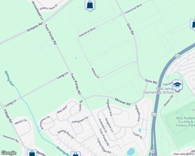 map of restaurants, bars, coffee shops, grocery stores, and more near 8500 Industrial Boulevard in Breinigsville