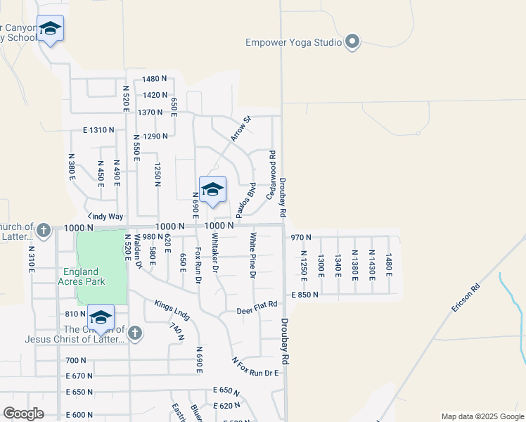 map of restaurants, bars, coffee shops, grocery stores, and more near 1046 Cedarwood Road in Tooele