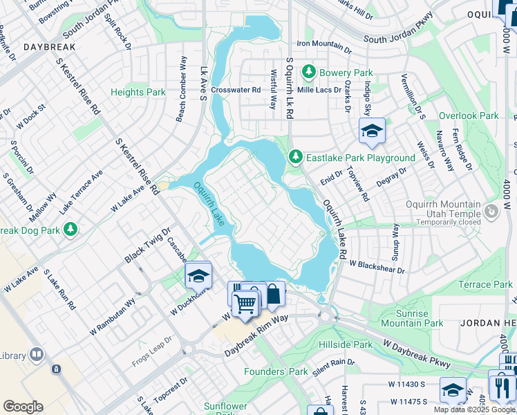 map of restaurants, bars, coffee shops, grocery stores, and more near 4652 Isla Daybreak Road in South Jordan