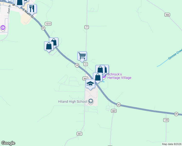 map of restaurants, bars, coffee shops, grocery stores, and more near 4409 Ohio 39 in Millersburg