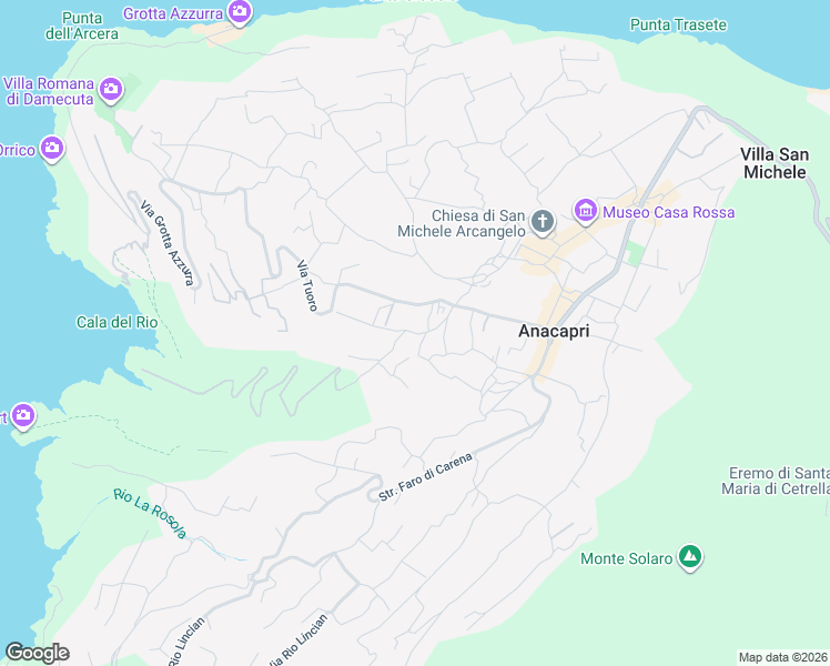 map of restaurants, bars, coffee shops, grocery stores, and more near 18 Via Monticello in Anacapri