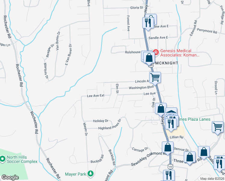 map of restaurants, bars, coffee shops, grocery stores, and more near 7929 Spruce Street in Pittsburgh