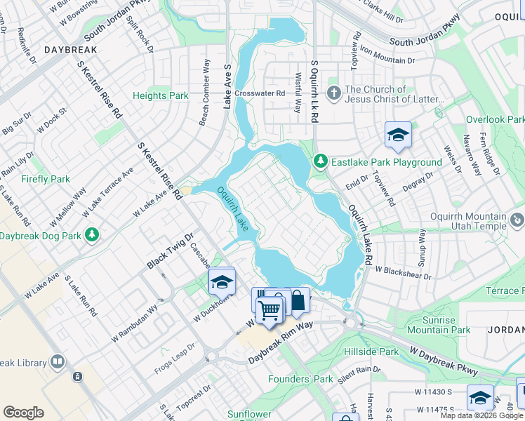 map of restaurants, bars, coffee shops, grocery stores, and more near 10958 Paddle Board Way in South Jordan