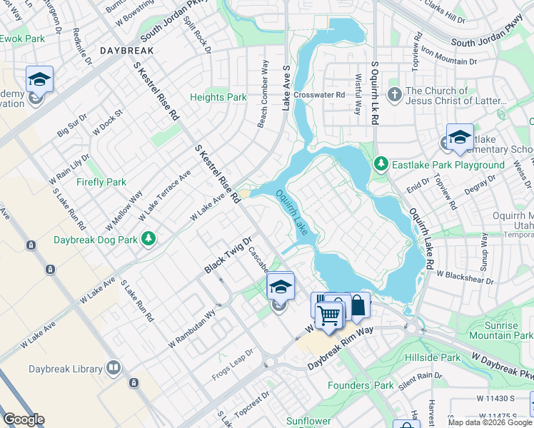 map of restaurants, bars, coffee shops, grocery stores, and more near 10937 Kestrel Rise Road in South Jordan