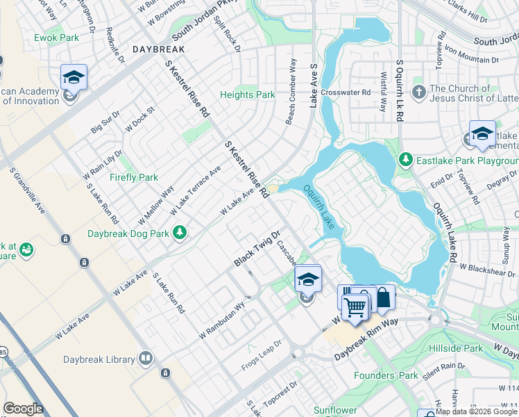 map of restaurants, bars, coffee shops, grocery stores, and more near 10974 Kestrel Rise Road in South Jordan
