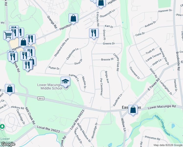 map of restaurants, bars, coffee shops, grocery stores, and more near 1358 South Krocks Road in Wescosville