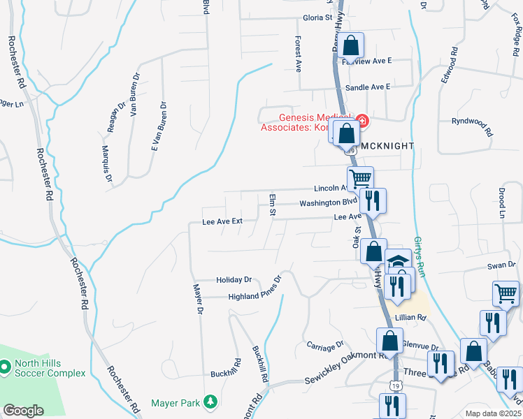 map of restaurants, bars, coffee shops, grocery stores, and more near 7929 Spruce Street in Pittsburgh