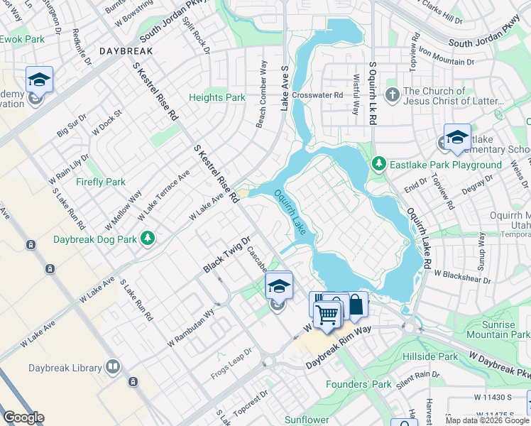 map of restaurants, bars, coffee shops, grocery stores, and more near 10937 Kestrel Rise Road in South Jordan