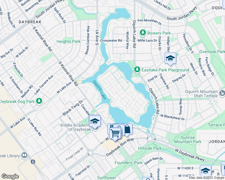 map of restaurants, bars, coffee shops, grocery stores, and more near 10958 Paddle Board Way in South Jordan