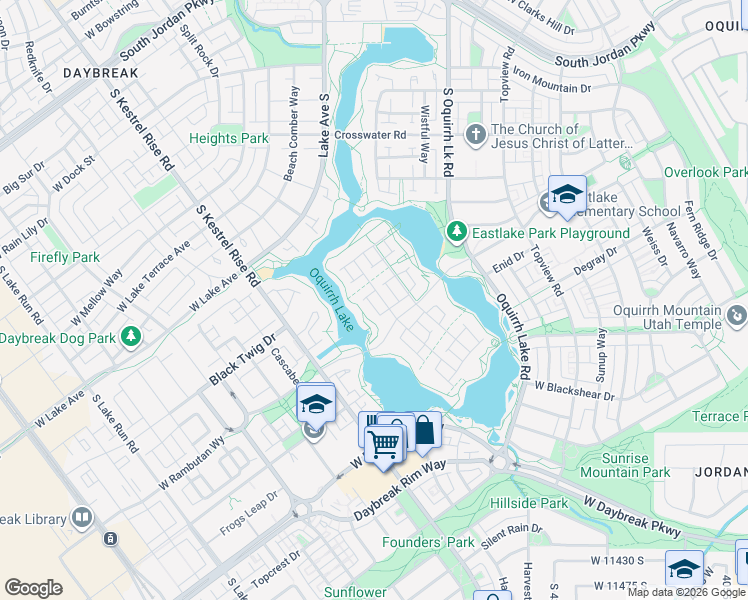 map of restaurants, bars, coffee shops, grocery stores, and more near 10958 Paddle Board Way in South Jordan
