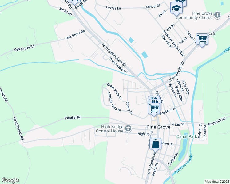 map of restaurants, bars, coffee shops, grocery stores, and more near 4 Ridge Vista Drive in Pine Grove