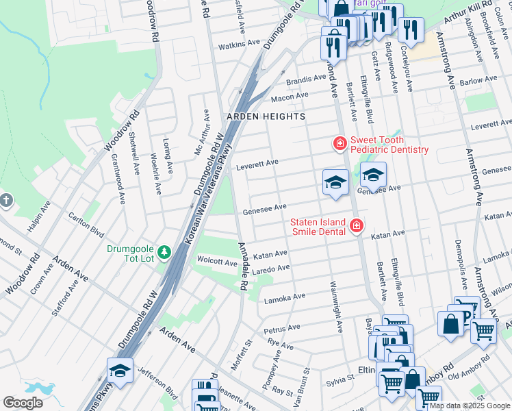 map of restaurants, bars, coffee shops, grocery stores, and more near 144 Scranton Avenue in Staten Island