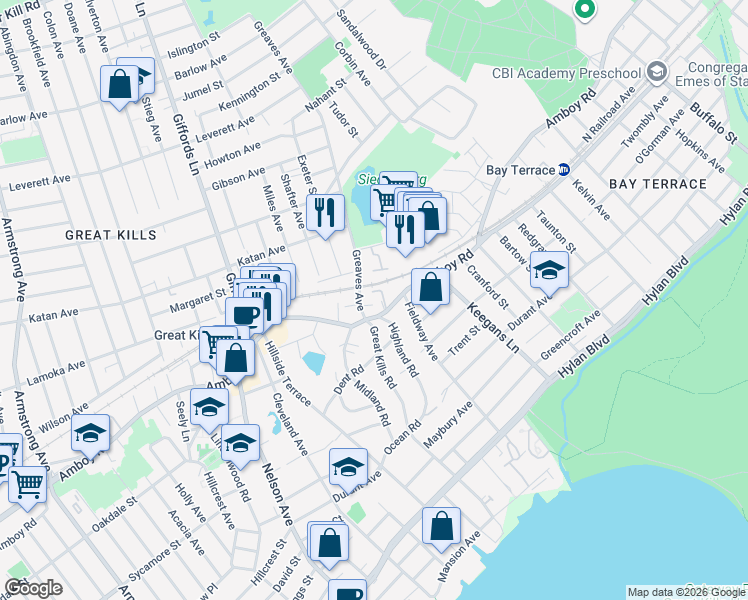 map of restaurants, bars, coffee shops, grocery stores, and more near 27 Stone Crest Court in Staten Island