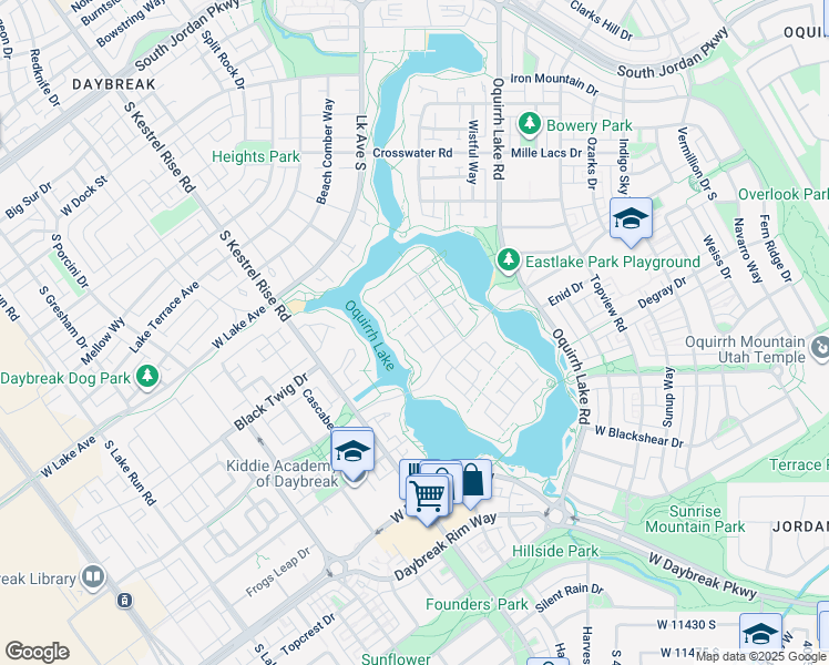 map of restaurants, bars, coffee shops, grocery stores, and more near 10958 Paddle Board Way in South Jordan