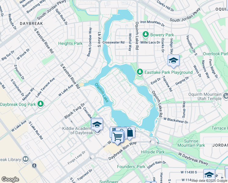 map of restaurants, bars, coffee shops, grocery stores, and more near 10958 Paddle Board Way in South Jordan