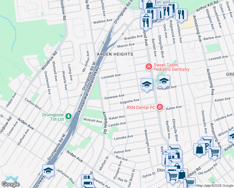 map of restaurants, bars, coffee shops, grocery stores, and more near 144 Scranton Avenue in Staten Island