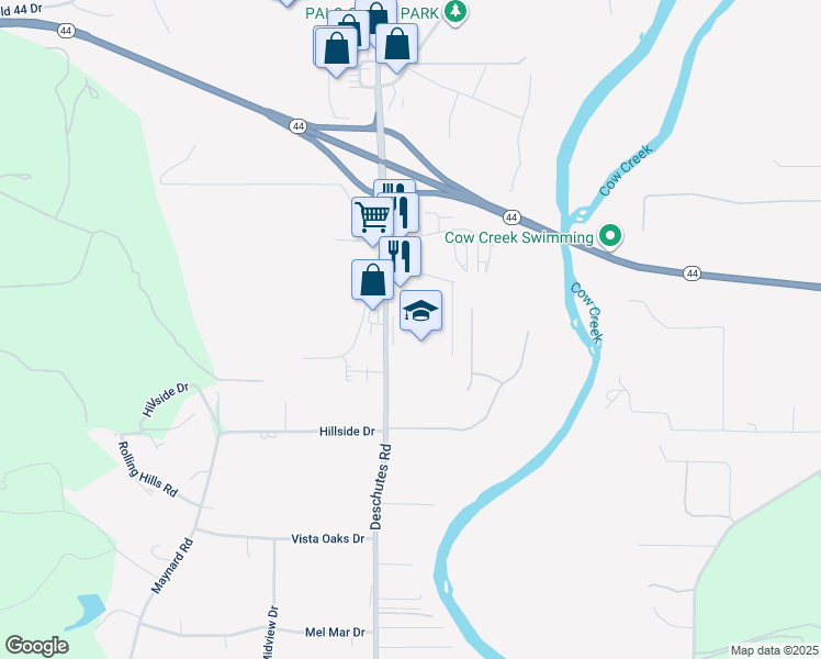 map of restaurants, bars, coffee shops, grocery stores, and more near 9019 Deschutes Road in Palo Cedro