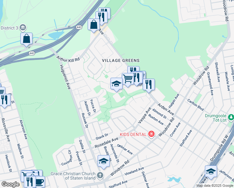 map of restaurants, bars, coffee shops, grocery stores, and more near 200 Nedra Lane in Staten Island