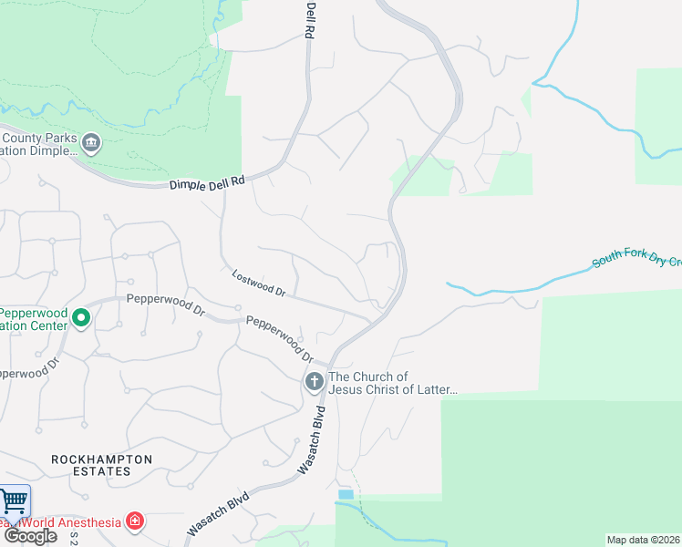 map of restaurants, bars, coffee shops, grocery stores, and more near 3101 Scenic Valley Lane in Sandy