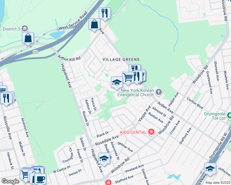 map of restaurants, bars, coffee shops, grocery stores, and more near 159 Hampton Green in Staten Island