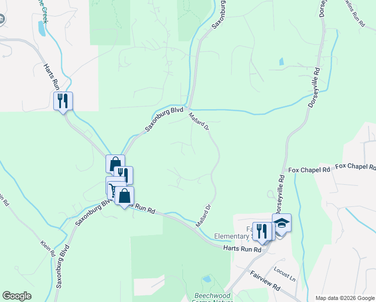 map of restaurants, bars, coffee shops, grocery stores, and more near 11 Teal Drive in Pittsburgh