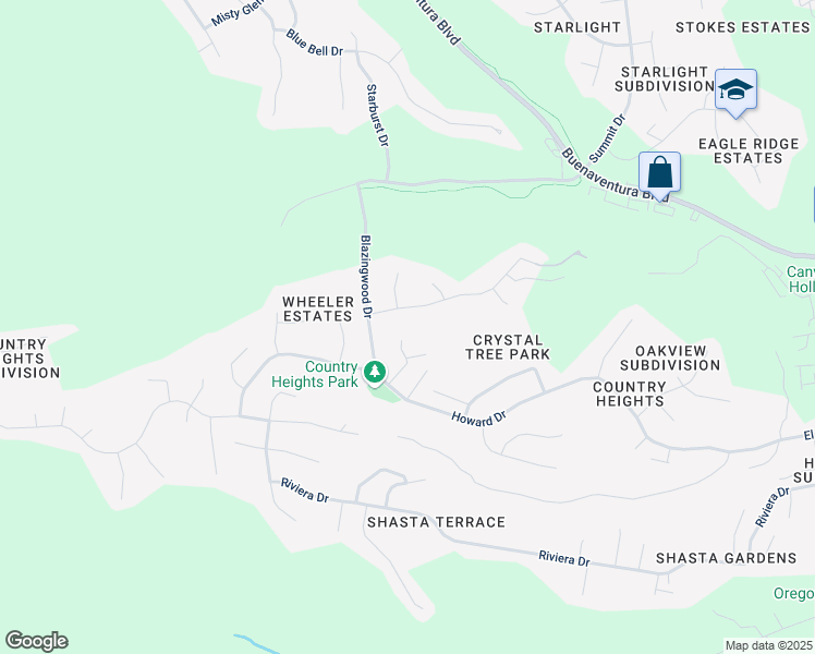 map of restaurants, bars, coffee shops, grocery stores, and more near 4311 Wild Flower Way in Redding