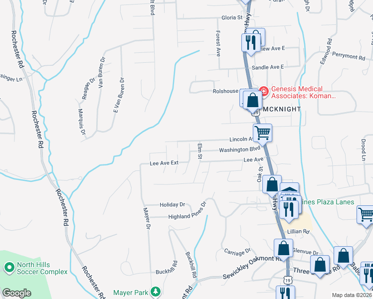 map of restaurants, bars, coffee shops, grocery stores, and more near 7929 Spruce Street in Pittsburgh