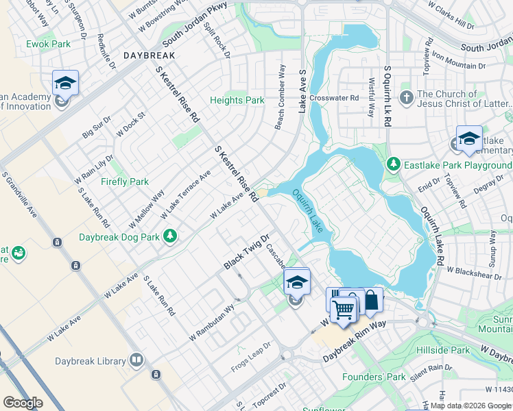 map of restaurants, bars, coffee shops, grocery stores, and more near 10974 Kestrel Rise Road in South Jordan