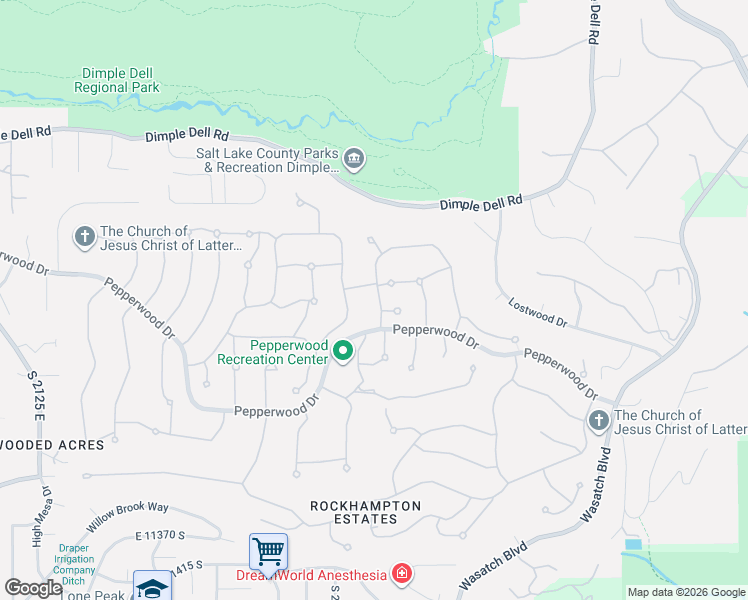 map of restaurants, bars, coffee shops, grocery stores, and more near 39 Northridge Way in Sandy