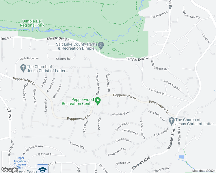 map of restaurants, bars, coffee shops, grocery stores, and more near 39 Northridge Way in Sandy