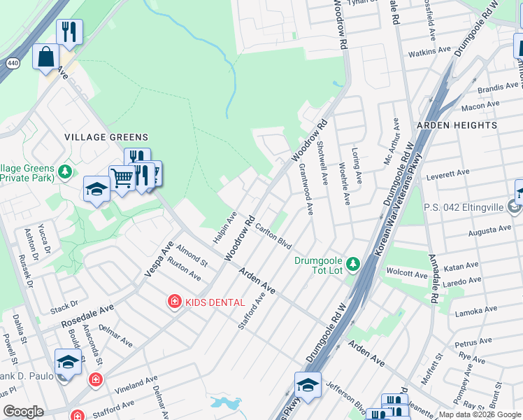 map of restaurants, bars, coffee shops, grocery stores, and more near 46 Deborah Loop in Staten Island