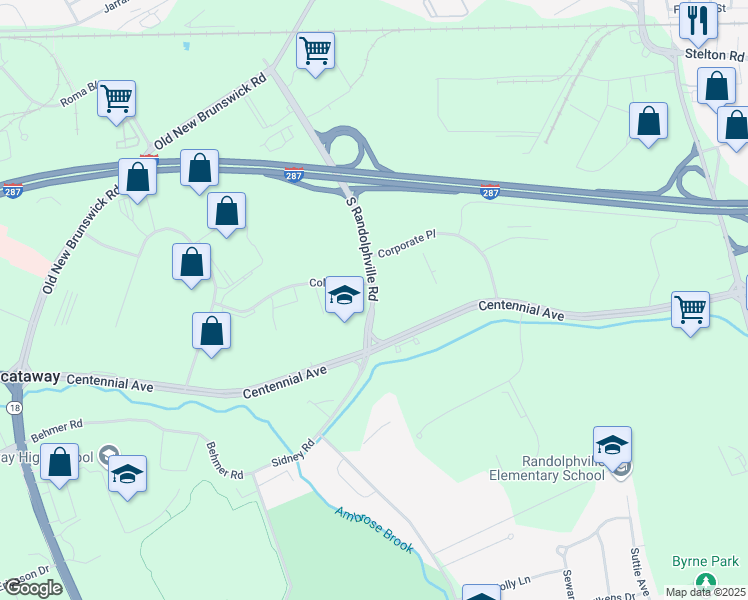 map of restaurants, bars, coffee shops, grocery stores, and more near 365 South Randolphville Road in Piscataway Township