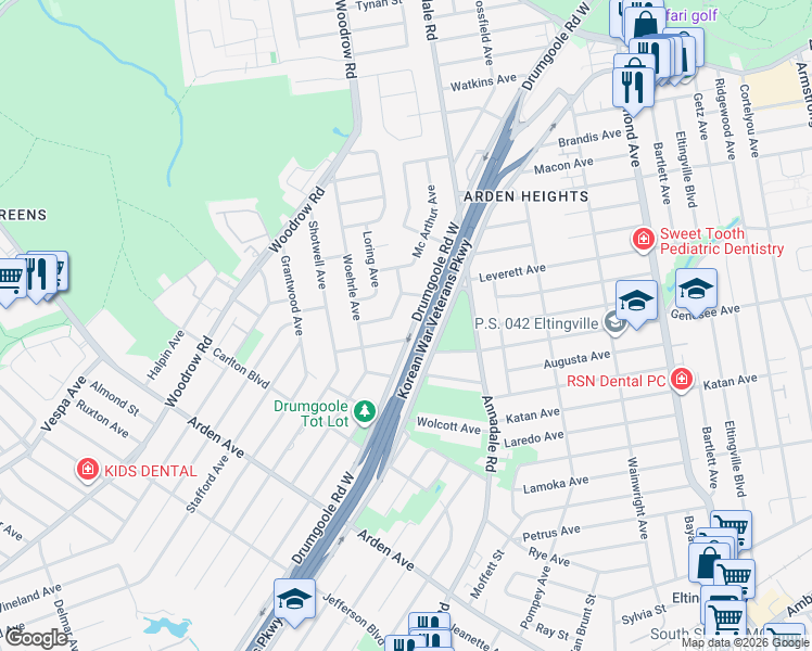 map of restaurants, bars, coffee shops, grocery stores, and more near 734 Drumgoole Road West in Staten Island