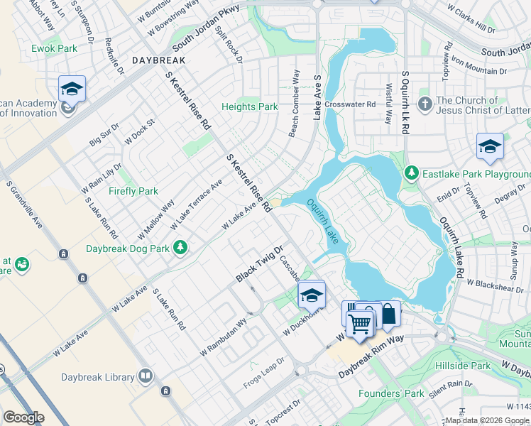 map of restaurants, bars, coffee shops, grocery stores, and more near 10942 South Kestrel Rise Road in South Jordan