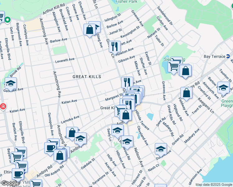 map of restaurants, bars, coffee shops, grocery stores, and more near 18 Rhett Avenue in Staten Island