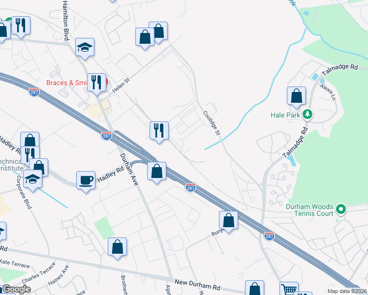 map of restaurants, bars, coffee shops, grocery stores, and more near 911 Campbell Street in South Plainfield